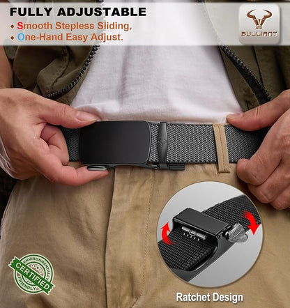 BULLIANT Men Belt-Reversible Ratchet Belt Stretchable for Gift Men Work Casual Golf 1 3/8"-Cut For Fit -2 In 1Belt