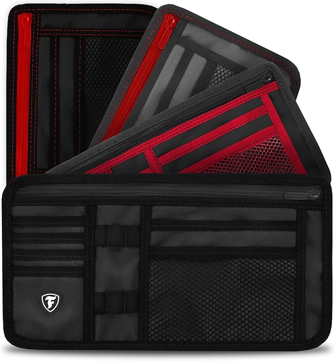 Firestone 1 Pack Sun Visor Organizer Car Accessories for Men & Women, Multi Pocket Visor Storage with Pockets & Card Slots, Eyeglass Holder, Document Holder & Pen Slots - Fits Most Vehicles