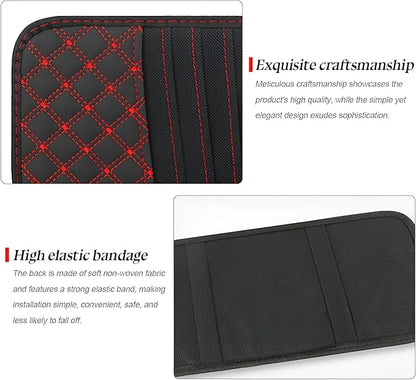 2PCS Car Visor CD Holder, PU Leather Large Capacity Vehicle DVD Storage Organizer with 10 Sleeves, Automotive Interior Sun Visor DVD Case Accessories, Universal for Trucks SUV Sedan (Red)