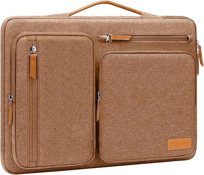 MOSISO 360 Protective Laptop Case 16 inch, 15-15.6 inch Laptop Sleeve Compatible with MacBook Pro 16, HP Acer Dell Lenovo ASUS, Side Open Carrying Case with 4 Zipper Pockets&Handle, Mocha
