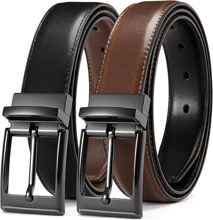 CHAOREN Reversible Belt Men 1 Piece - 1.25" Leather Dress Belt - Trim to Fit for Elegant Style
