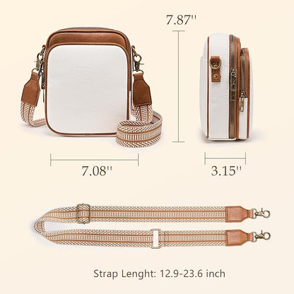 Small Messenger Bag Vegan Leather Crossbody Bag for Women Men, Vintage Cross Body Shoulder Purse with Card Slots