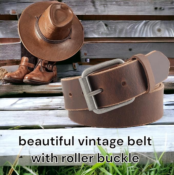 Men's Casual Full Grain Classic Leather Dress Belt For Jeans,1.5" Wide, USA