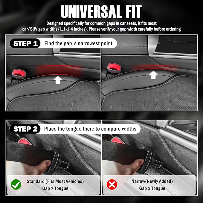 Car Seat Gap Filler 2 Pack,2026 Upgraded Car Seat Gap Filler Organizer with 2-Slot Storage & Phone Holder,Multifunctional in Between Cars Seats Catcher for Gaps 1.1-1.4" Wide