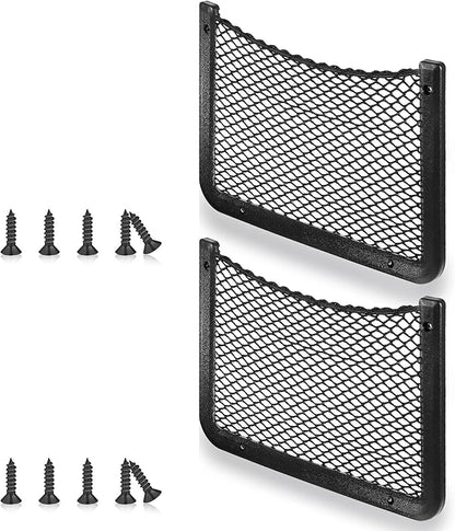 Frienda 1 Pc Car Storage Net Bag, ABS Plastic Framed Mesh Net Holder, Phone & Cargo Organizer with Screws for Auto, Rv, Boat, Truck Pocket Storage (12 x 8 Inch)