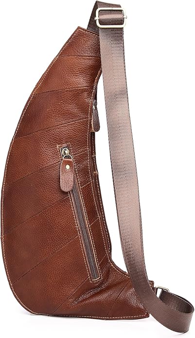 KPYWZER Vintage Leather Sling Bag Backpack for Men Crossbody Shoulder Chest DayPack Backpacks