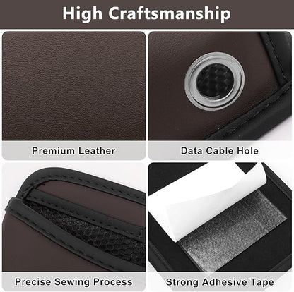 Car Seat Side Storage Pocket, Small Car Seat Organizers PU Leather Car Console Organizer Pocket Multifunctional Console Side Organizer Bag for Phone, Keys, Sunglass, Wallet (2Pack, Brown)