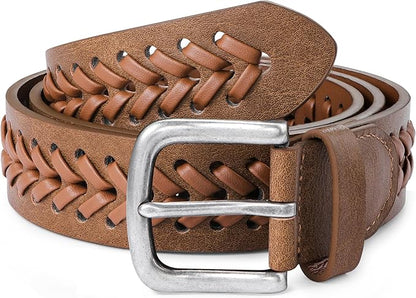 MILORDE Leather Braided Belts for Men, Handmade, Causal Woven Leather Jeans daily wear