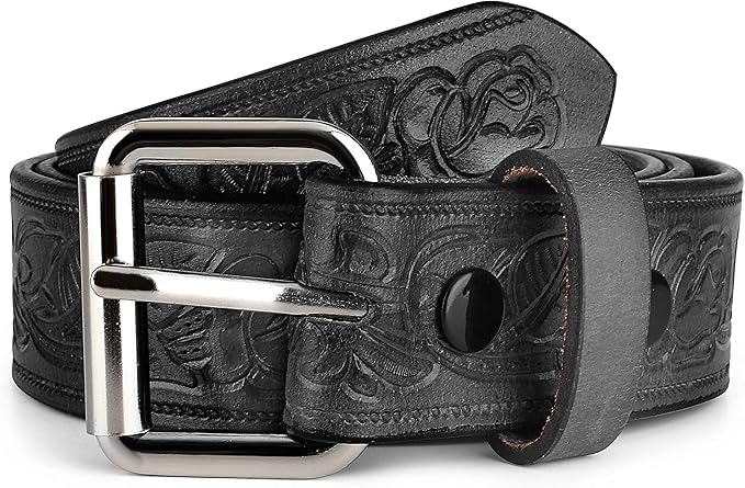 F&L CLASSIC Men's full Grain Vintage Distressed leather Belt,easy to change Roller buckle,1.5" Wide,USA,