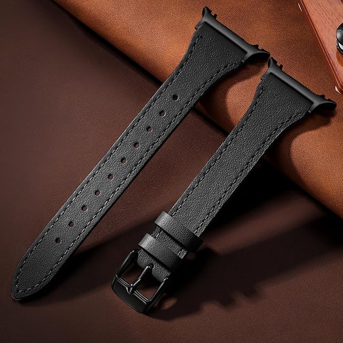 GEAK Slim Leather Band Compatible with Samsung Galaxy Watch 8 40mm 44mm/Watch 8 Classic 46mm, No Gap Adjustable Genuine Leather Replacement Dressy Strap for Samsung Watch 8 Bands Women