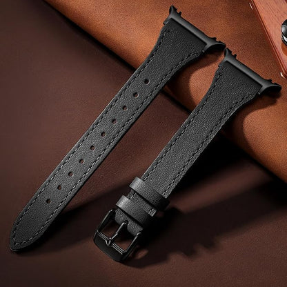 GEAK Slim Leather Band Compatible with Samsung Galaxy Watch 8 40mm 44mm/Watch 8 Classic 46mm, No Gap Adjustable Genuine Leather Replacement Dressy Strap for Samsung Watch 8 Bands Women