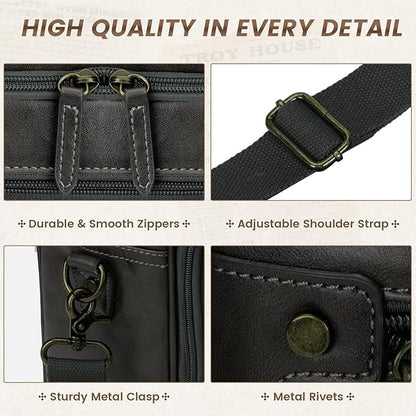 RAINSMORE Mens Laptop Bag 16 Inch Leather Briefcase Vintage Messenger Bag for Men Large Crossbody Shoulder Office Computer Bag Retro College Satchel for Work, Business,Travel, Grey