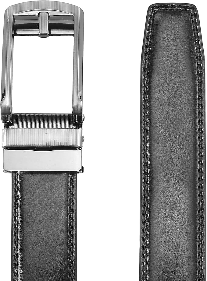 Men's Belt, Leather Ratchet Belt For Men's Dress 3.0cm,1 1/8" Size Adjusted Automatic Buckle