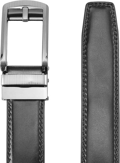 Men's Belt, Leather Ratchet Belt For Men's Dress 3.0cm,1 1/8" Size Adjusted Automatic Buckle