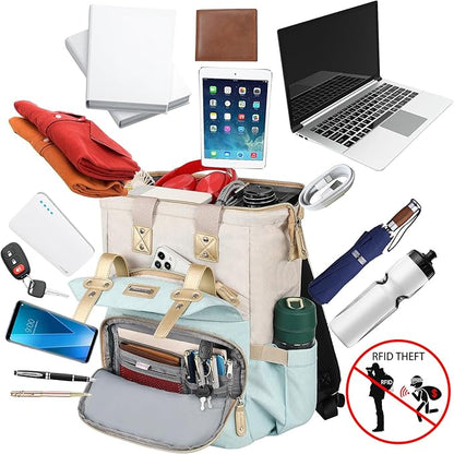 FALANKO Laptop Backpack for Women,17 inch Computer Backpack for Work School Nurse Teacher Business College with Laptop Compartment,RFID, Water-resistant Large Wide Open Travel Backpack Bookbag