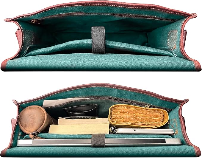 RUSTIC TOWN 14" Leather Messenger Bag for Men & Women – Full Grain Vintage Crossbody Satchel – Fits 13.3"/14" Laptop – Ideal Briefcase for Work, Travel & College – Adjustable Shoulder Strap