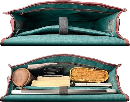 RUSTIC TOWN 14" Leather Messenger Bag for Men & Women – Full Grain Vintage Crossbody Satchel – Fits 13.3"/14" Laptop – Ideal Briefcase for Work, Travel & College – Adjustable Shoulder Strap