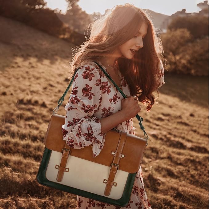 ECOSUSI Laptop Bag for Women Vegan Leather Messenger Bag Fashion Briefcase Computer Satchel Bag