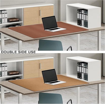 MAIDERN 40” x 24” Leather Desk Pad, Reversible Large Desk Mat, Cork & Leather Large Mouse pad for Desk, Waterproof Computer Desk Pad for Gaming Home Office (Brown)