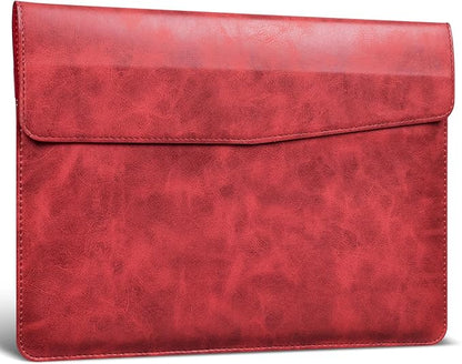 13 Inch Leather Laptop Sleeve Compatible with MacBook Neo 13" 2026 & MacBook Air/Pro 13" (M5/M4/M3/M2/M1, 2025-2018), Magnetic Buckle Closure Protective Case Cover,Red