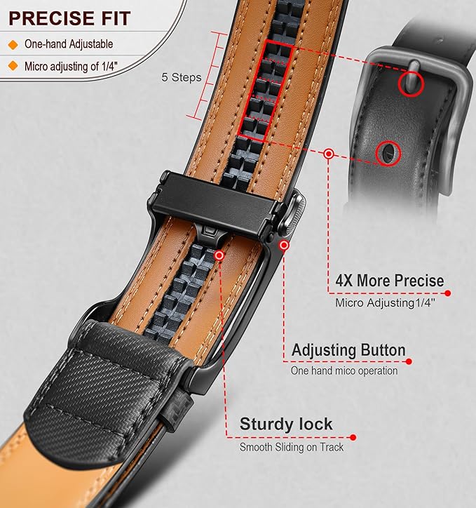 BULLIANT Men's Ratchet Belt Nontrimmable-Click Belt Adjustable for Men Gift Lightweight 1 3/8"