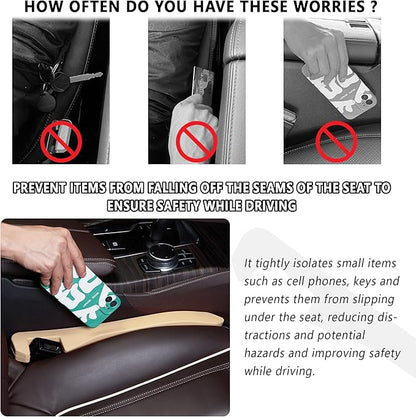 Junecarp Car Seat Gap Filler 2 Pack,Flexible Car Gap Filler Organizer to Impede Items from Dropping,Essential Interior Car Accessories Seat Gap Plug Perfectly Fits Car Gap (Beige)