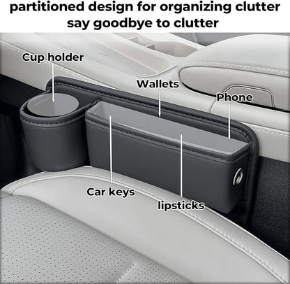 Anti-Drop Car Seat Gap Filler Organizer, Premium Leather Console Organizer, Easy Access to Phone/Keys, Universal Fit for Car SUV Truck Multi-Purpose Essentials Organizer(2PC)