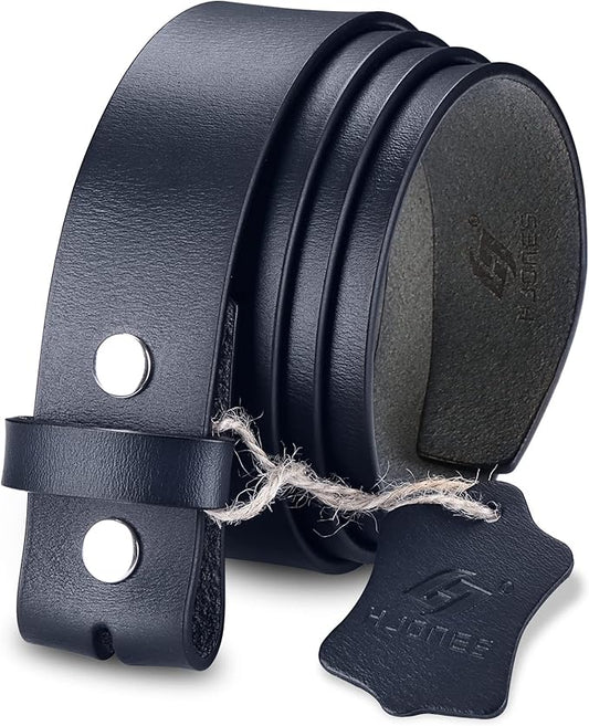 HJones Western Belts for Men without Buckle,Cowboy Belt Buckles for Men,1.5" Wide Genuine Leather Belt No Buckle