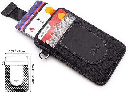 POCKT Card Holder Wallet For Men and Women - Slim Minimalist Front Pocket Wallet Elastic Credit Card Holder Genuine Leather RFID Blocking Card Case Wallets