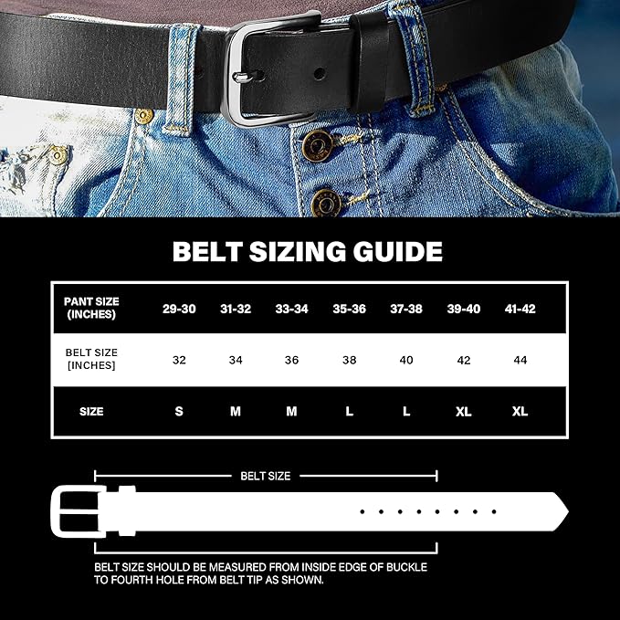 Wrangler Men’s Full Grain Genuine Leather 35mm Thick Casual Belt for Jeans, Pants