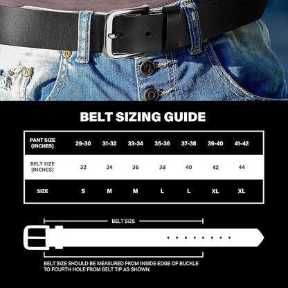 Wrangler Men’s Full Grain Genuine Leather 35mm Thick Casual Belt for Jeans, Pants