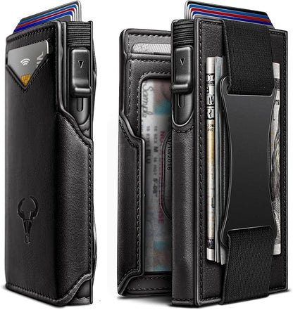BULLIANT Men Wallet Gift Boxed,Slim Front Pocket Wallet Money Clip Card Holder 3.8"x2.7",Pop-up Access