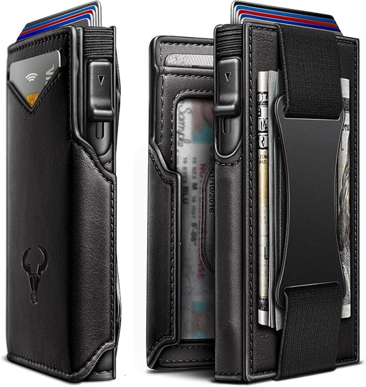 BULLIANT Men Wallet Gift Boxed,Slim Front Pocket Wallet Money Clip Card Holder 3.8"x2.7",Pop-up Access