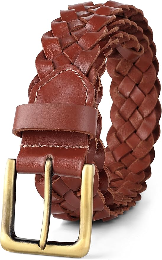 F&L CLASSIC Leather Braided Belts for Men - Mens Casual Woven Leather Belt for Dress Pants