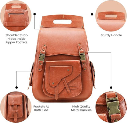Handmade World Full Grain Leather Backpack for Men – Business Computer Backpack Fits Upto 17” Laptop, Office Work Travel Bag