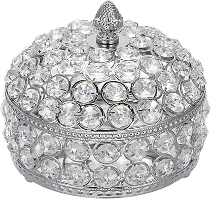 Hipiwe Crystal Mirrored Jewelry Box Trinket Organizer Box Luxury Decorative Ring Box Earrings Storage Holder Keepsake Box Birthday Christmas Gift for Women, X-Large