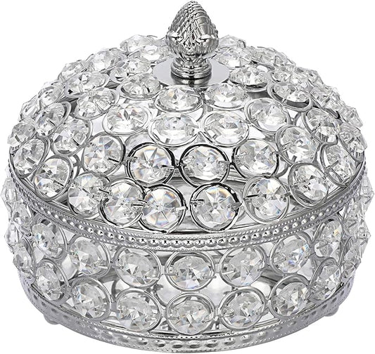 Hipiwe Crystal Mirrored Jewelry Box Trinket Organizer Box Luxury Decorative Ring Box Earrings Storage Holder Keepsake Box Birthday Christmas Gift for Women, X-Large