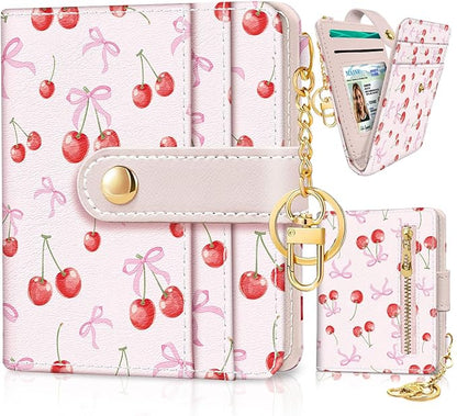 Jogjam Cute Coquette Aesthetic Bow Rfid Women Wallet, Small Slim Thin Compact Travel Credit Card Wallet, PU Leather Bifold Cash Wallet, Zipper Coin Pocket ID Window, Female Ladies Gifts