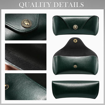 SUNGAIT Vegan Leather Glasses Case Portable Sunglasses Holder Hard Shell Slim Design Travel-Ready