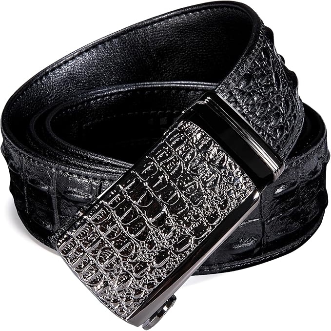Barry.Wang Mens Belts Leather Ratchet Automatic Buckle Slide Click 1 3/8" Designer Dress Fashion Classic Casual Work Business