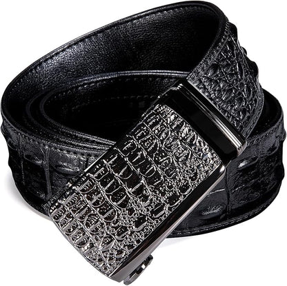 Barry.Wang Mens Belts Leather Ratchet Automatic Buckle Slide Click 1 3/8" Designer Dress Fashion Classic Casual Work Business