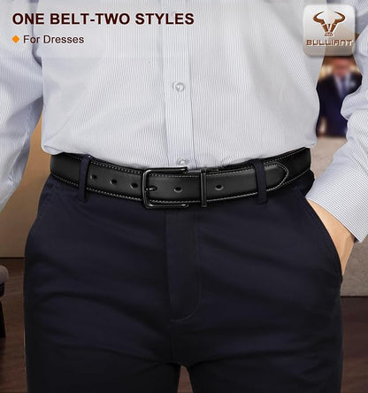 BULLIANT Men's Belt,Reversible Belt Adjustable For Gift Men 1.25”-Cut For Fit-2 Sides in 1 Belt(Not 2)