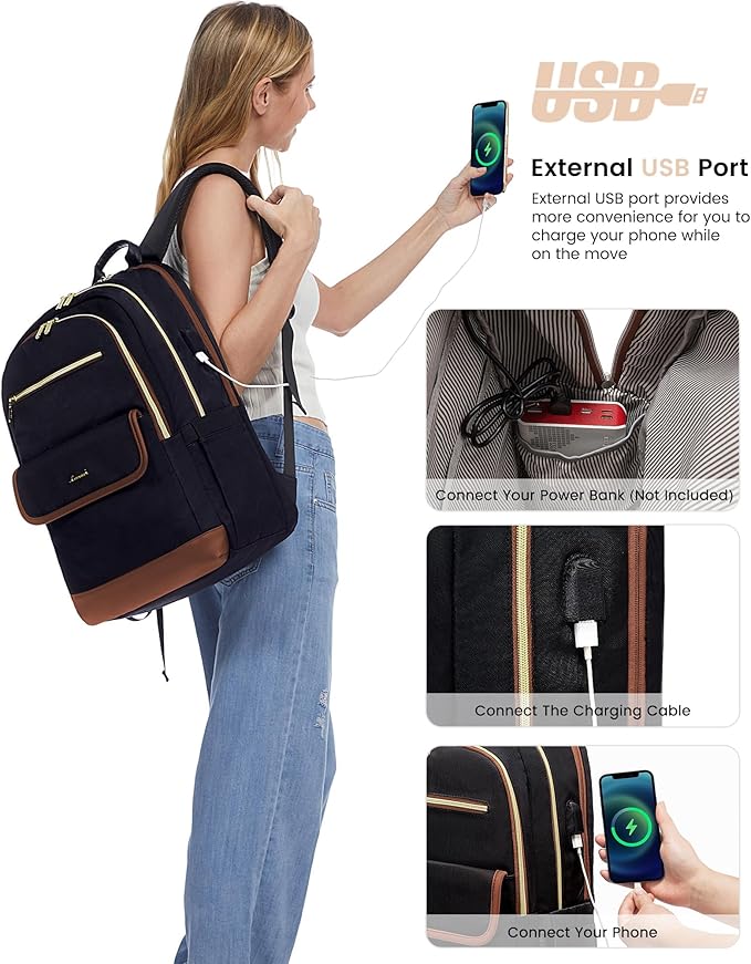 LOVEVOOK Laptop Backpack for Women,15.6 Inch Fashion Travel Backpack with USB,Large Capacity Backpack Purse,Water-resistant fits College Work Business Travel