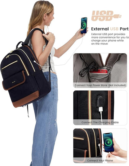 LOVEVOOK Laptop Backpack for Women,15.6 Inch Fashion Travel Backpack with USB,Large Capacity Backpack Purse,Water-resistant fits College Work Business Travel