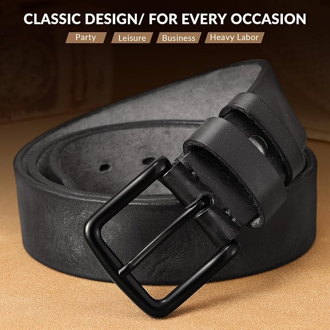 Men's Leather Belt Full Grain Leather Belts for Men Handmade Real Solid Top-Grain Leather Heavy-Duty Work Belt Gifts