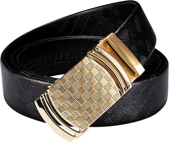 Dubulle Men's Ratchet Belt Gold/Black/Red/Green/Blue/White Automatic Buckle Business Casual Belt Gift - Adjustable Fit