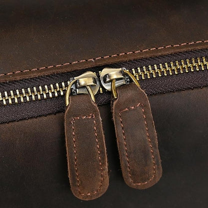 Vintage Full Grain Leather Backpack for Men, 16" Laptop Rucksack For Men Hiking Trave Work Business Bag, Dark Brown