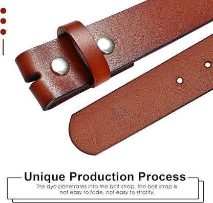 HJones Western Belts for Men without Buckle,Cowboy Belt Buckles for Men,1.5" Wide Genuine Leather Belt No Buckle
