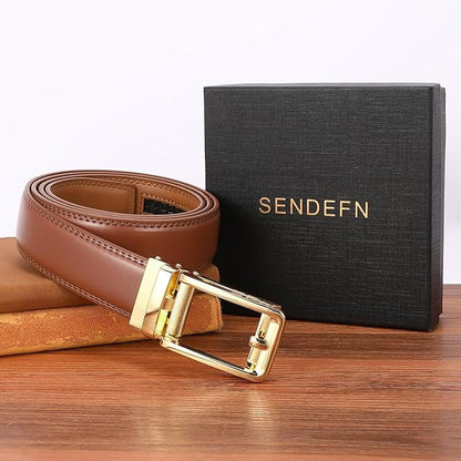 SENDEFN Men's Leather Dress Casual Belt 1 3/8" Automatic Adjustable Click Buckle Belts with Gift Box