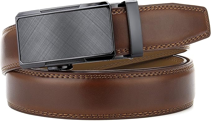 CHAOREN Mens Dress Belt - Mens Ratchet Belt Leather for Dress Pant - Micro Adjustable Belts Fit Everywhere